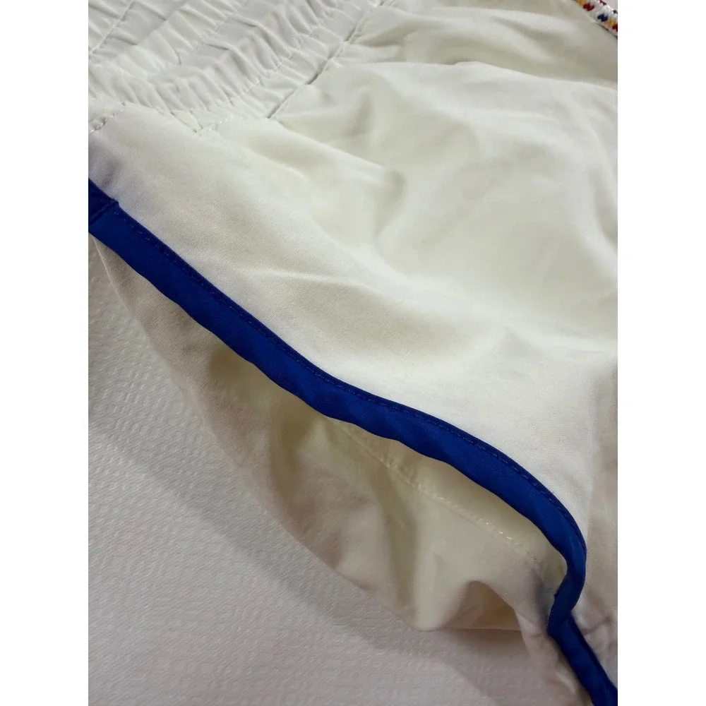 BIKE Mens White Retro Athletic Dolphin Shorts BAM200 Blue Trim Medium
